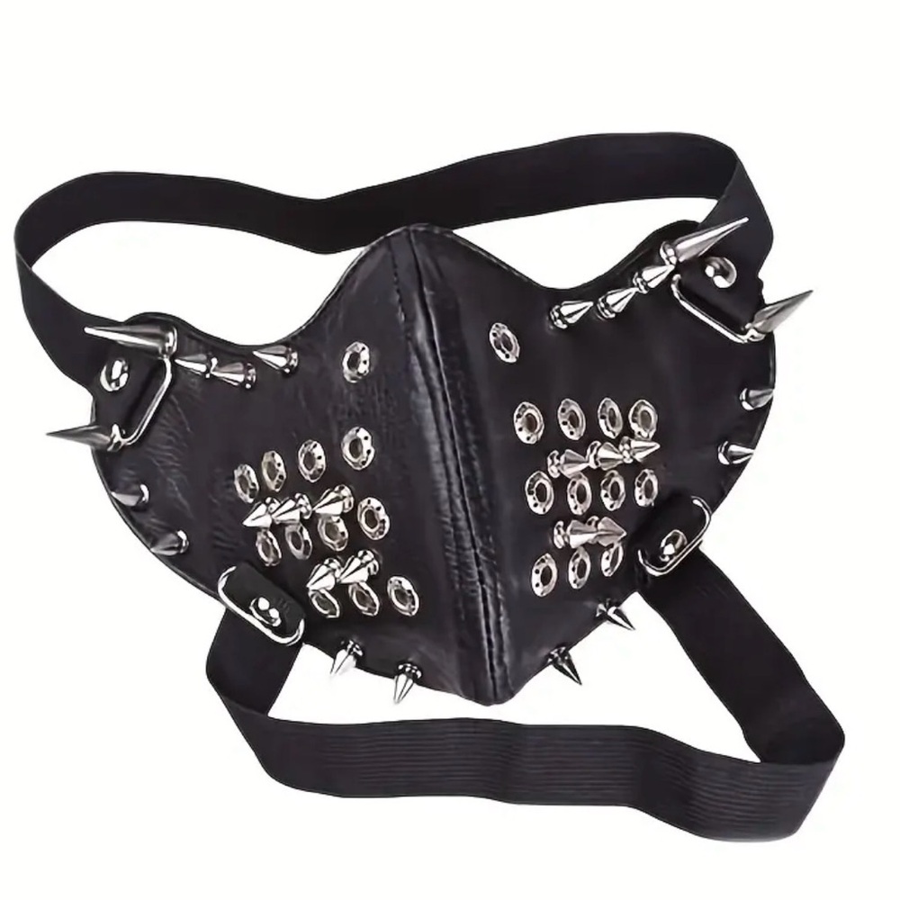 {NEW} Men's Rivet Punk Black Studded Face Mask One Size
